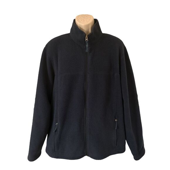 LL Bean Mens Polartec Fleece Jacket X-Large Navy Full Zip Outdoor Hiking Pockets - Picture 1 of 10